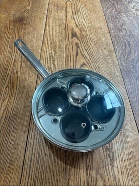 Stainless Steel 4-Cup Egg Poacher Pan with Glass Lid